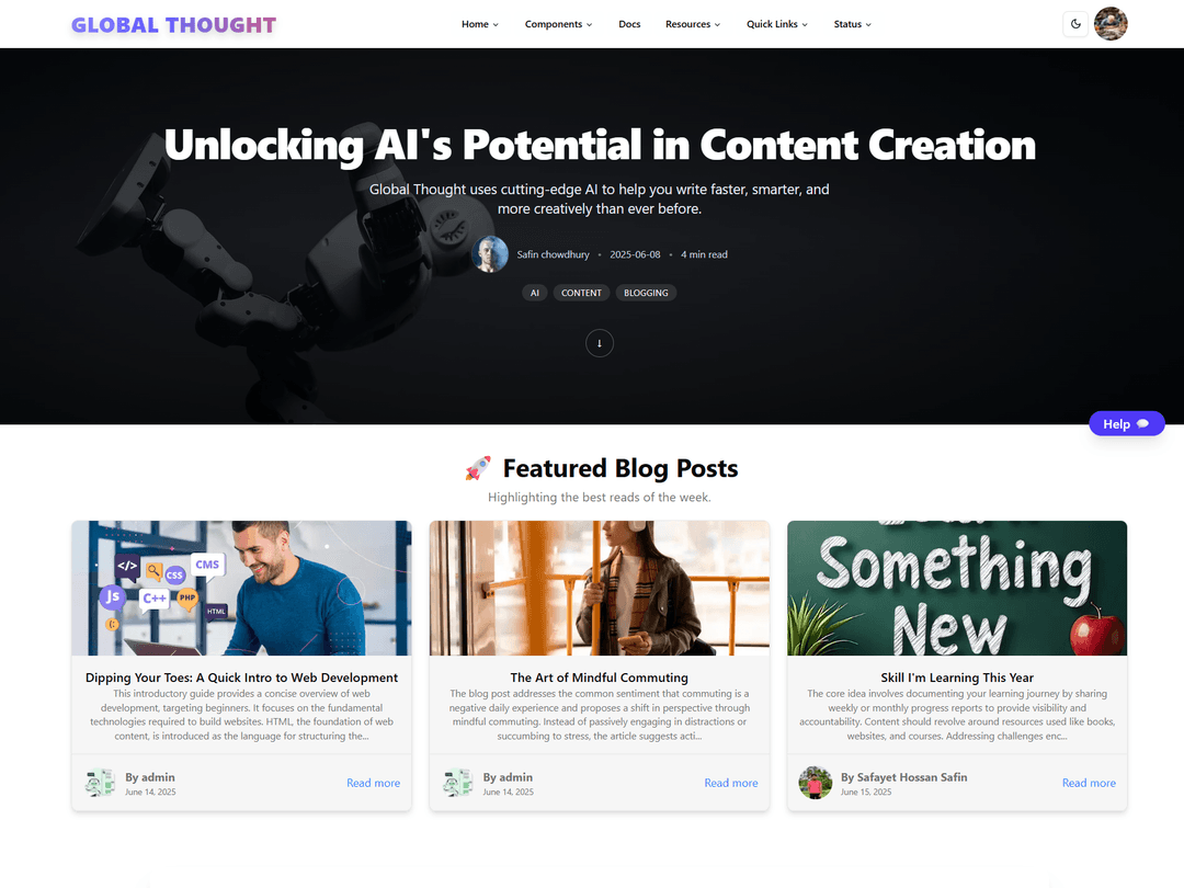 Global Thought – AI-Powered Blogging & Content Intelligence